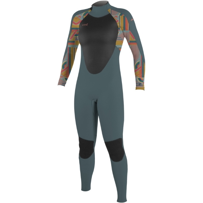 2025 O'Neill Womens Epic 4/3mm Back Zip Wetsuit 4214B - Shade / Arta Geo